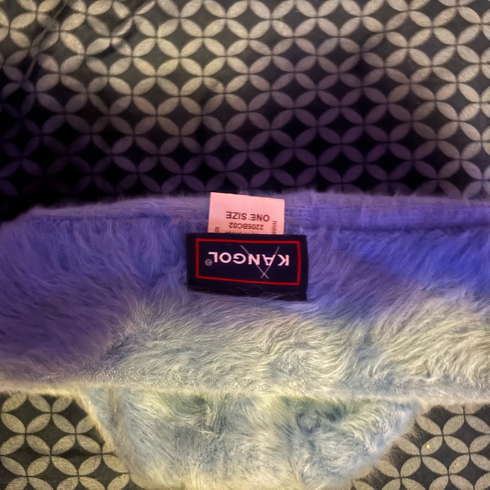 Kangol Blue and White Faux Fur Hat